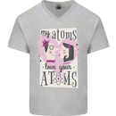 My Atoms Love Your Atoms Valentine's Day Mens V-Neck Cotton T-Shirt Sports Grey
