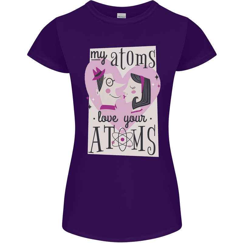 My Atoms Love Your Atoms Valentine's Day Womens Petite Cut T-Shirt Purple