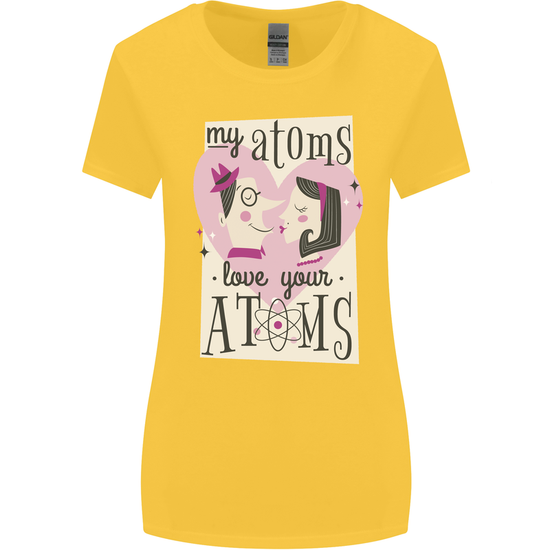 My Atoms Love Your Atoms Valentine's Day Womens Wider Cut T-Shirt Yellow