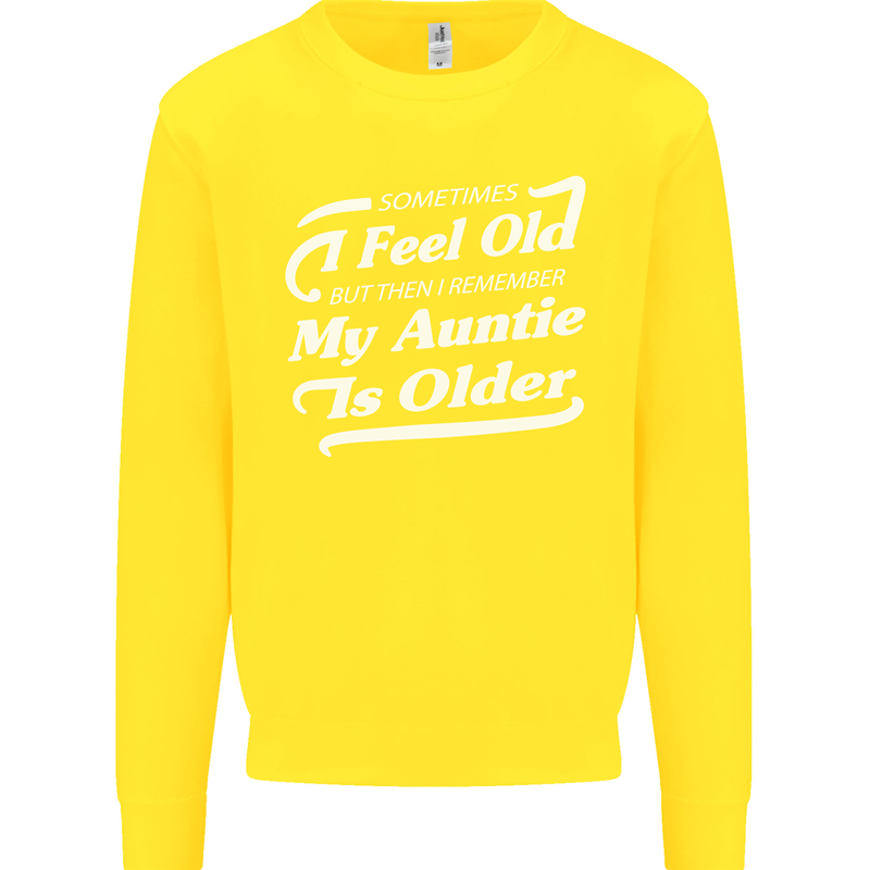 My Auntie is Older 30th 40th 50th Birthday Kids Sweatshirt Jumper Yellow