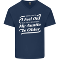 My Auntie is Older 30th 40th 50th Birthday Mens V-Neck Cotton T-Shirt Navy Blue