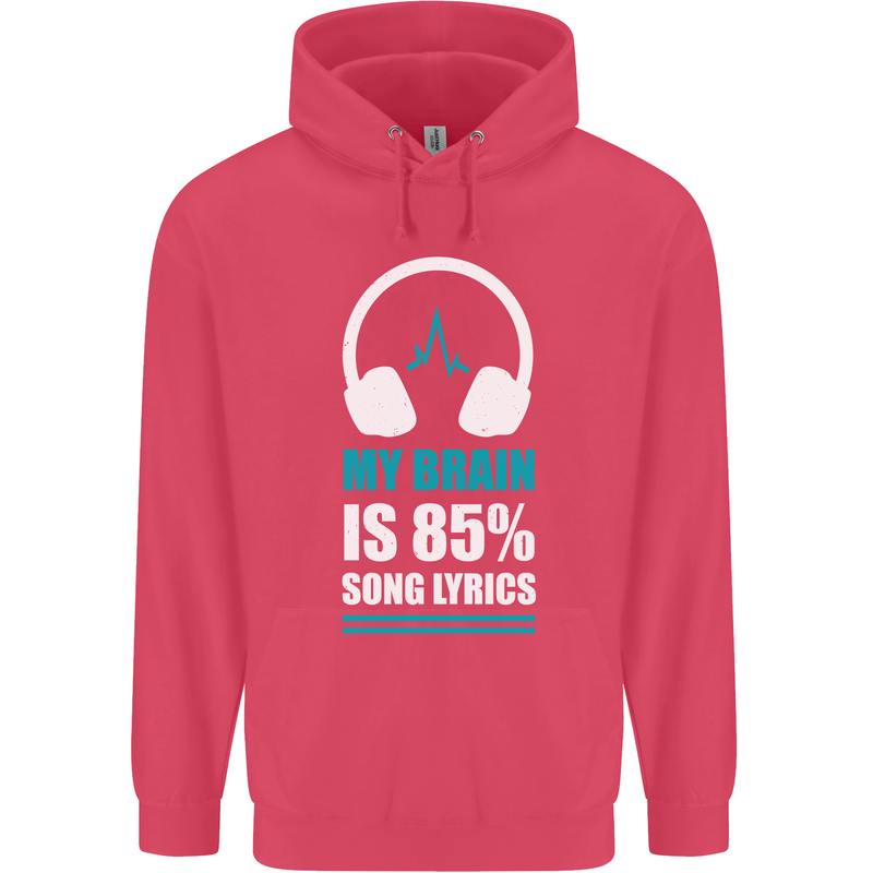 My Brain is 85% Song Lyrics Music Lover Childrens Kids Hoodie Heliconia