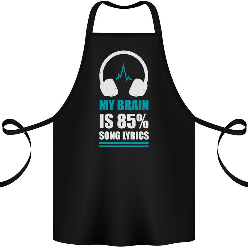 My Brain is 85% Song Lyrics Music Lover Cotton Apron 100% Organic Black