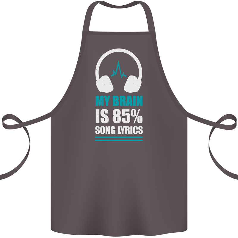 My Brain is 85% Song Lyrics Music Lover Cotton Apron 100% Organic Dark Grey