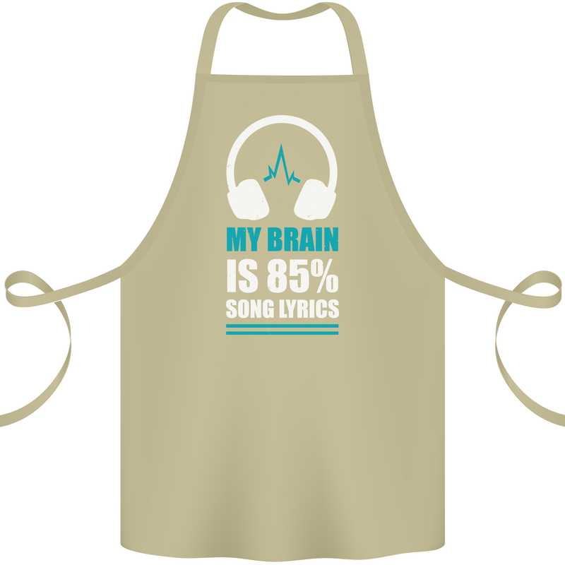 My Brain is 85% Song Lyrics Music Lover Cotton Apron 100% Organic Khaki