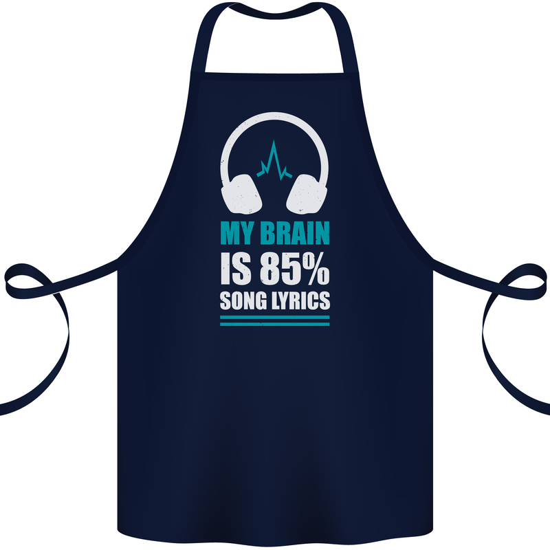 My Brain is 85% Song Lyrics Music Lover Cotton Apron 100% Organic Navy Blue