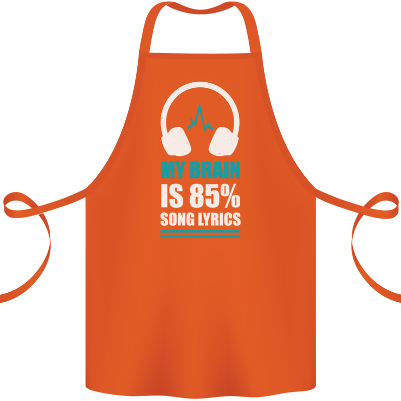 My Brain is 85% Song Lyrics Music Lover Cotton Apron 100% Organic Orange
