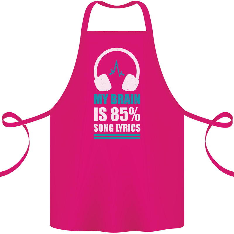 My Brain is 85% Song Lyrics Music Lover Cotton Apron 100% Organic Pink