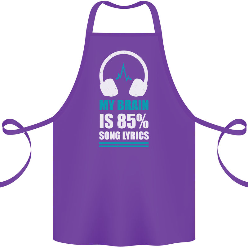 My Brain is 85% Song Lyrics Music Lover Cotton Apron 100% Organic Purple