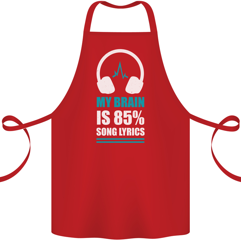 My Brain is 85% Song Lyrics Music Lover Cotton Apron 100% Organic Red