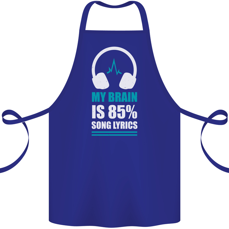 My Brain is 85% Song Lyrics Music Lover Cotton Apron 100% Organic Royal Blue