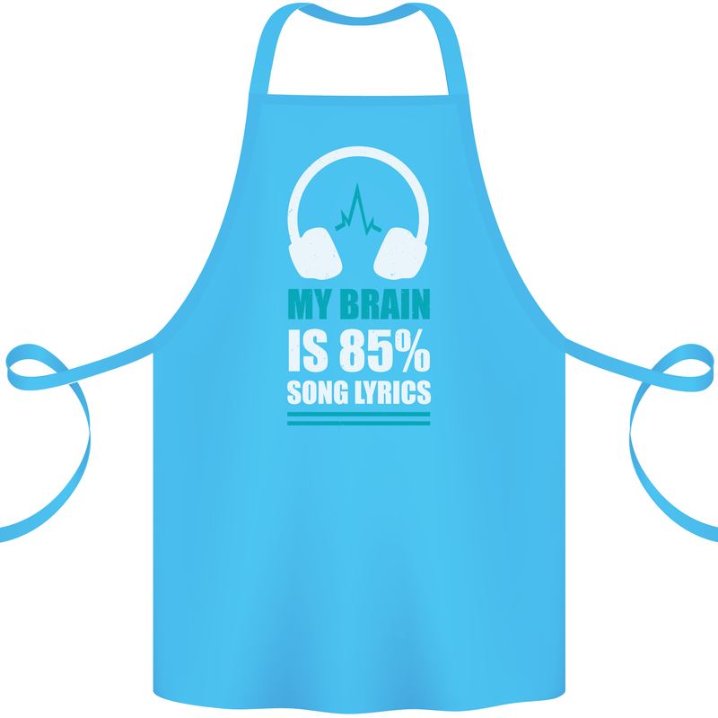 My Brain is 85% Song Lyrics Music Lover Cotton Apron 100% Organic Turquoise