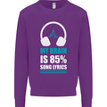 My Brain is 85% Song Lyrics Music Lover Kids Sweatshirt Jumper Purple
