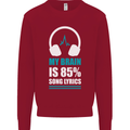 My Brain is 85% Song Lyrics Music Lover Kids Sweatshirt Jumper Red