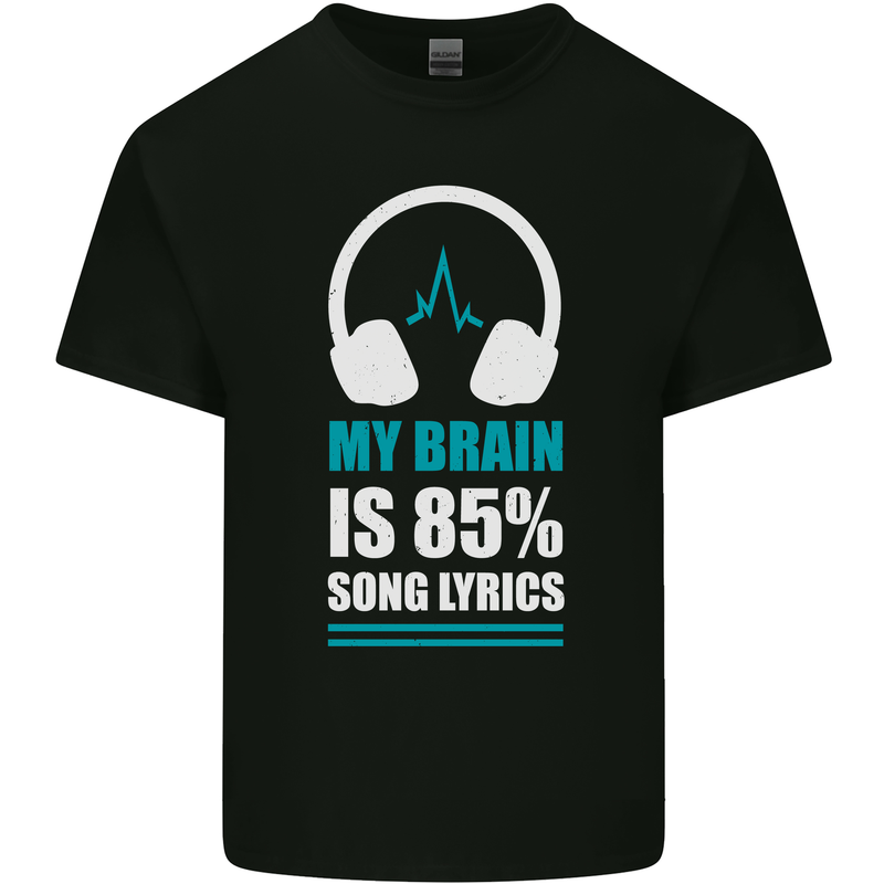 My Brain is 85% Song Lyrics Music Lover Mens Cotton T-Shirt Tee Top Black