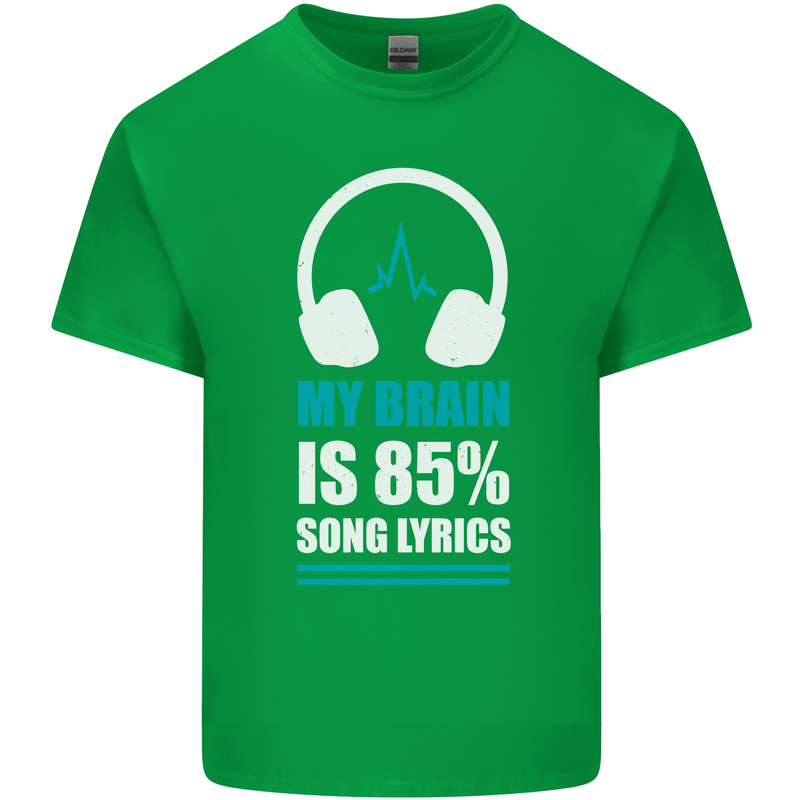 My Brain is 85% Song Lyrics Music Lover Mens Cotton T-Shirt Tee Top Irish Green