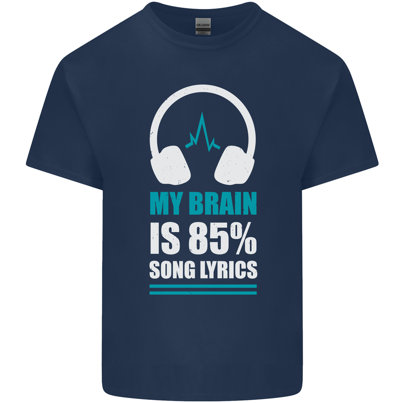 My Brain is 85% Song Lyrics Music Lover Mens Cotton T-Shirt Tee Top Navy Blue