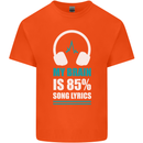 My Brain is 85% Song Lyrics Music Lover Mens Cotton T-Shirt Tee Top Orange
