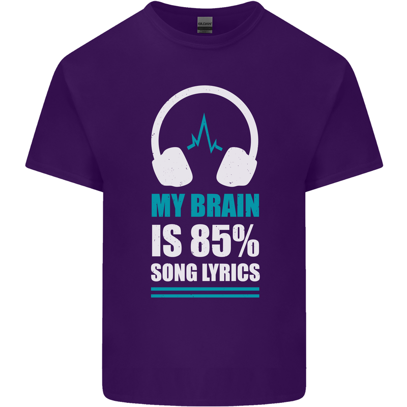 My Brain is 85% Song Lyrics Music Lover Mens Cotton T-Shirt Tee Top Purple