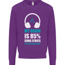 My Brain is 85% Song Lyrics Music Lover Mens Sweatshirt Jumper Purple