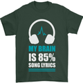 My Brain is 85% Song Lyrics Music Lover Mens T-Shirt 100% Cotton Forest Green
