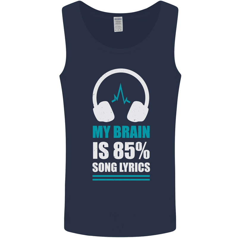 My Brain is 85% Song Lyrics Music Lover Mens Vest Tank Top Navy Blue