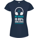 My Brain is 85% Song Lyrics Music Lover Womens Petite Cut T-Shirt Navy Blue