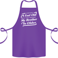 My Brother is Older 30th 40th 50th Birthday Cotton Apron 100% Organic Purple