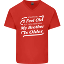 My Brother is Older 30th 40th 50th Birthday Mens V-Neck Cotton T-Shirt Red