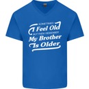 My Brother is Older 30th 40th 50th Birthday Mens V-Neck Cotton T-Shirt Royal Blue