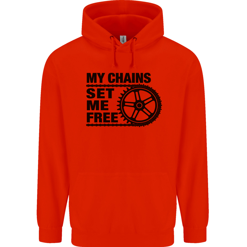 My Chains Set Me Free Cycling Cyclist Bike Childrens Kids Hoodie Bright Red