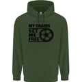 My Chains Set Me Free Cycling Cyclist Bike Childrens Kids Hoodie Forest Green