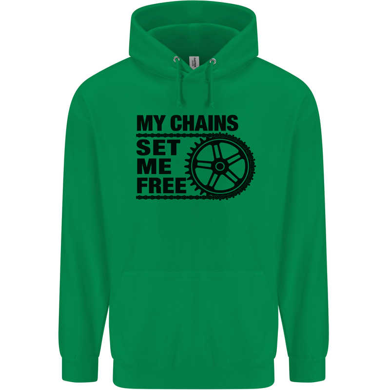 My Chains Set Me Free Cycling Cyclist Bike Childrens Kids Hoodie Irish Green