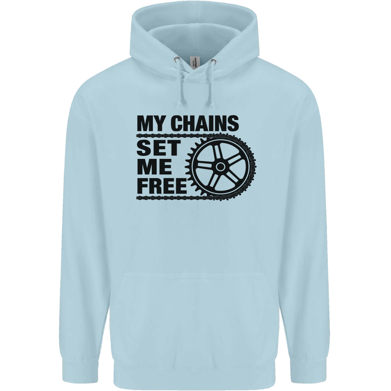 My Chains Set Me Free Cycling Cyclist Bike Childrens Kids Hoodie Light Blue