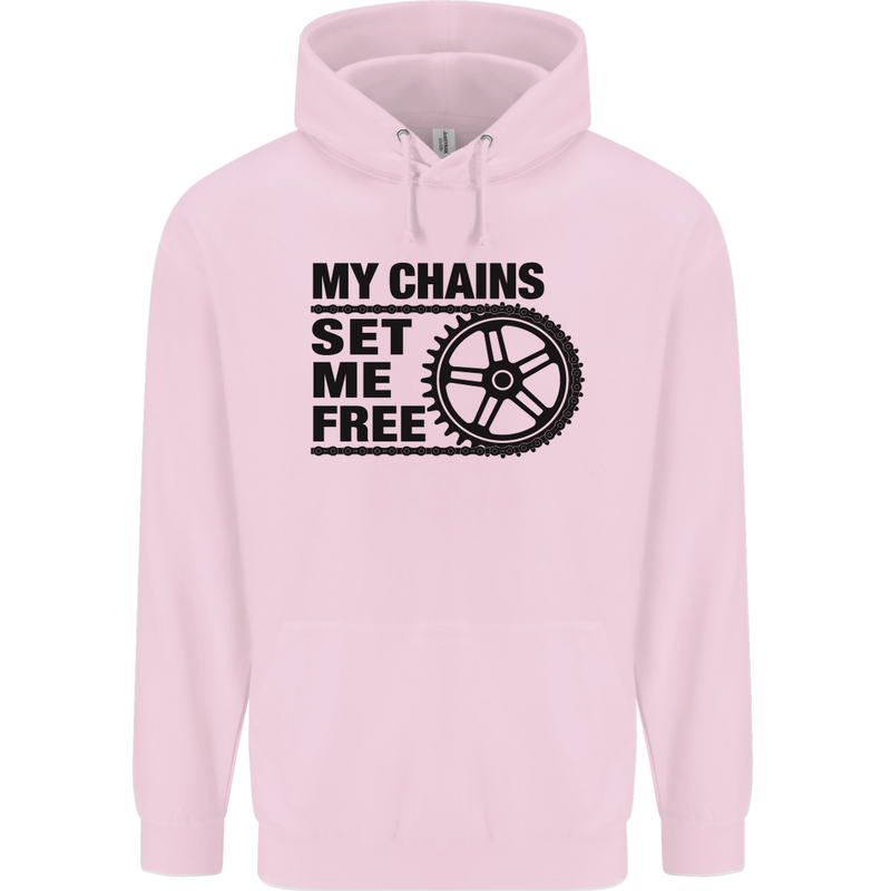My Chains Set Me Free Cycling Cyclist Bike Childrens Kids Hoodie Light Pink