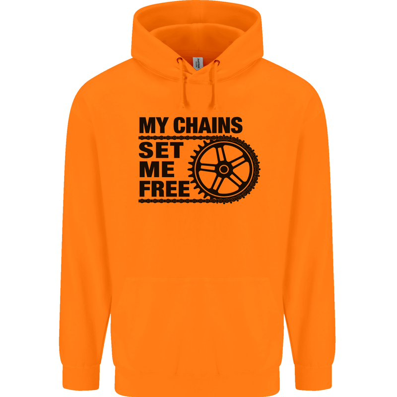 My Chains Set Me Free Cycling Cyclist Bike Childrens Kids Hoodie Orange