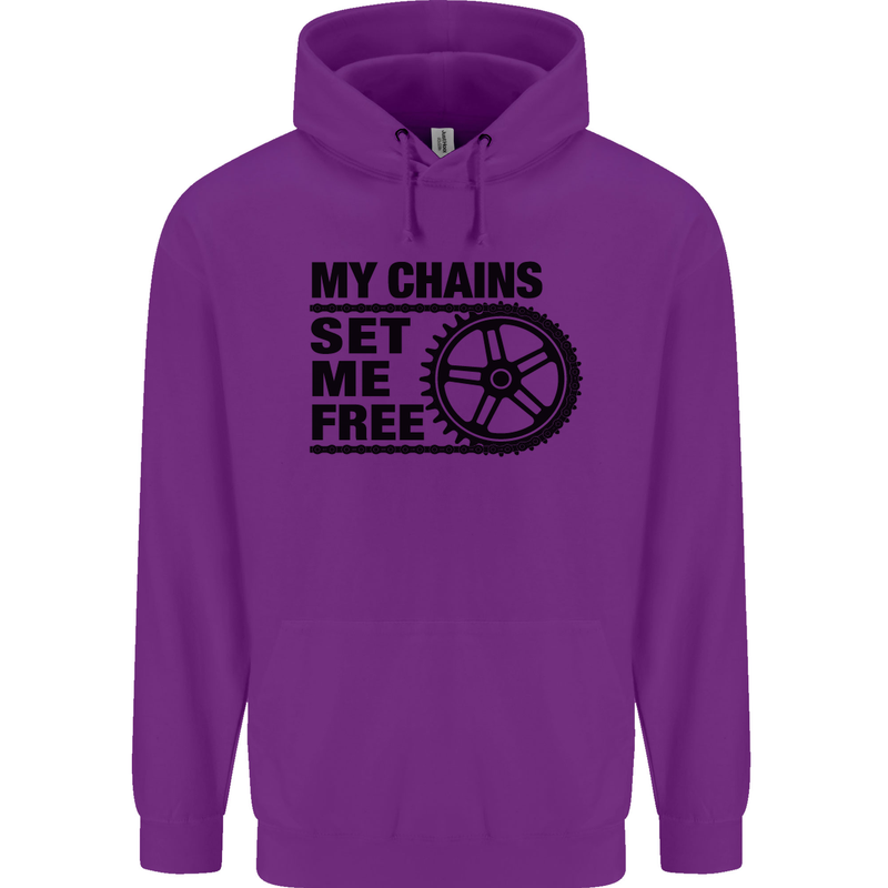 My Chains Set Me Free Cycling Cyclist Bike Childrens Kids Hoodie Purple