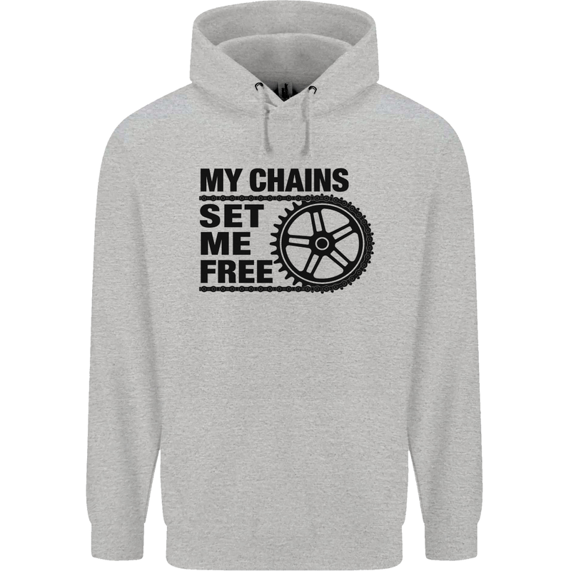 My Chains Set Me Free Cycling Cyclist Bike Childrens Kids Hoodie Sports Grey