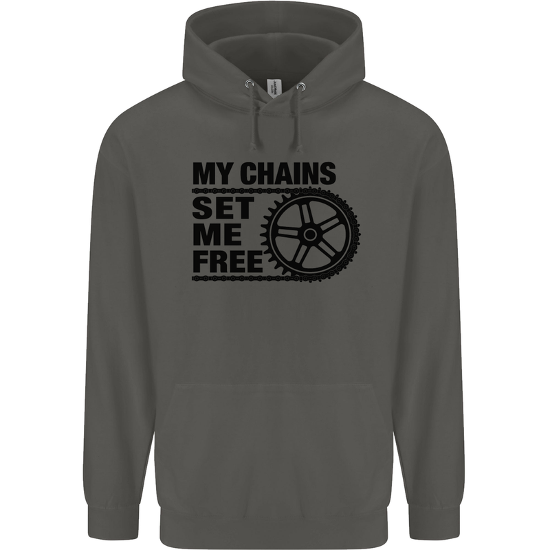 My Chains Set Me Free Cycling Cyclist Bike Childrens Kids Hoodie Storm Grey