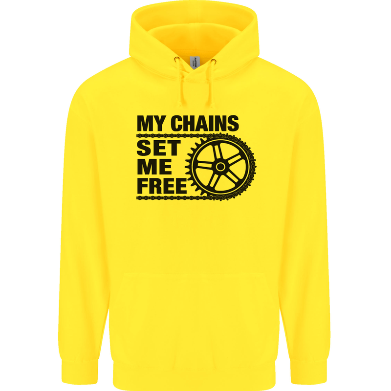 My Chains Set Me Free Cycling Cyclist Bike Childrens Kids Hoodie Yellow