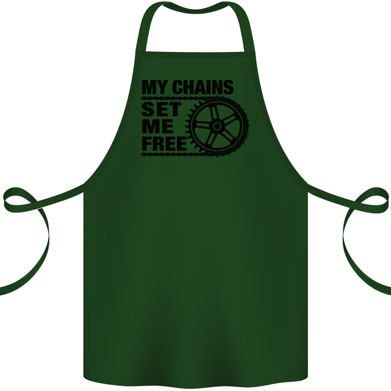 My Chains Set Me Free Cycling Cyclist Bike Cotton Apron 100% Organic Forest Green