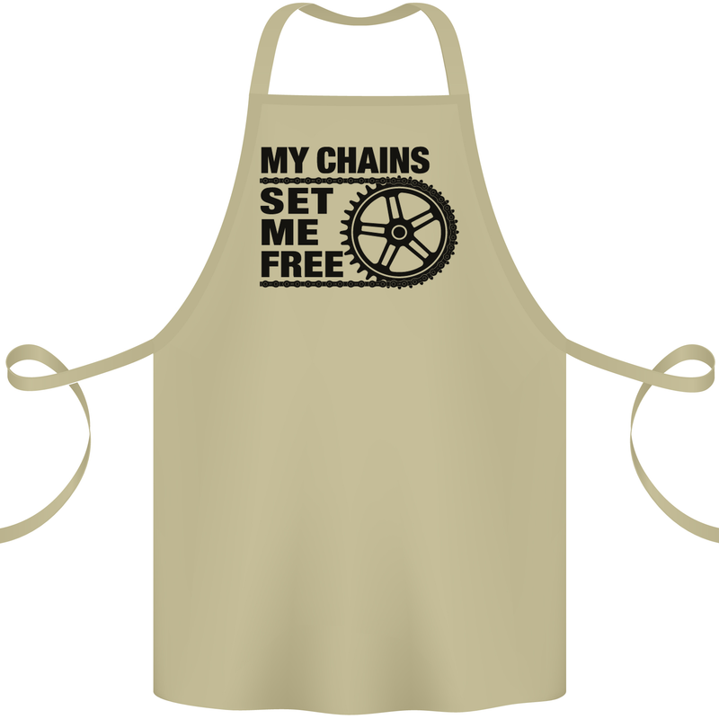 My Chains Set Me Free Cycling Cyclist Bike Cotton Apron 100% Organic Khaki