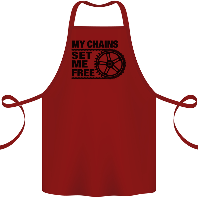 My Chains Set Me Free Cycling Cyclist Bike Cotton Apron 100% Organic Maroon