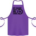 My Chains Set Me Free Cycling Cyclist Bike Cotton Apron 100% Organic Purple