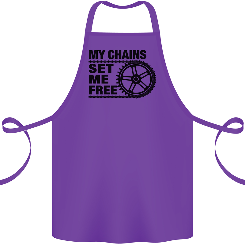 My Chains Set Me Free Cycling Cyclist Bike Cotton Apron 100% Organic Purple