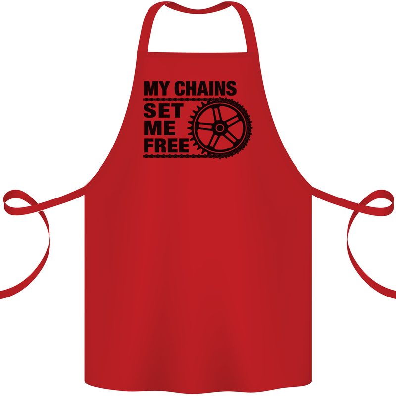My Chains Set Me Free Cycling Cyclist Bike Cotton Apron 100% Organic Red