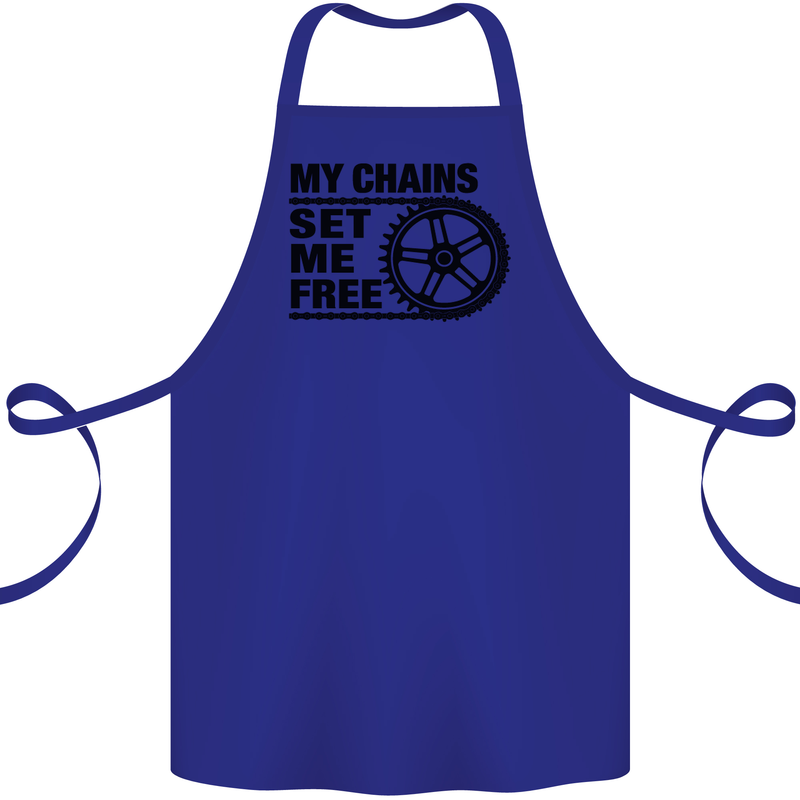 My Chains Set Me Free Cycling Cyclist Bike Cotton Apron 100% Organic Royal Blue