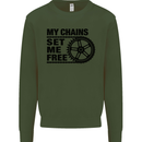 My Chains Set Me Free Cycling Cyclist Bike Kids Sweatshirt Jumper Forest Green