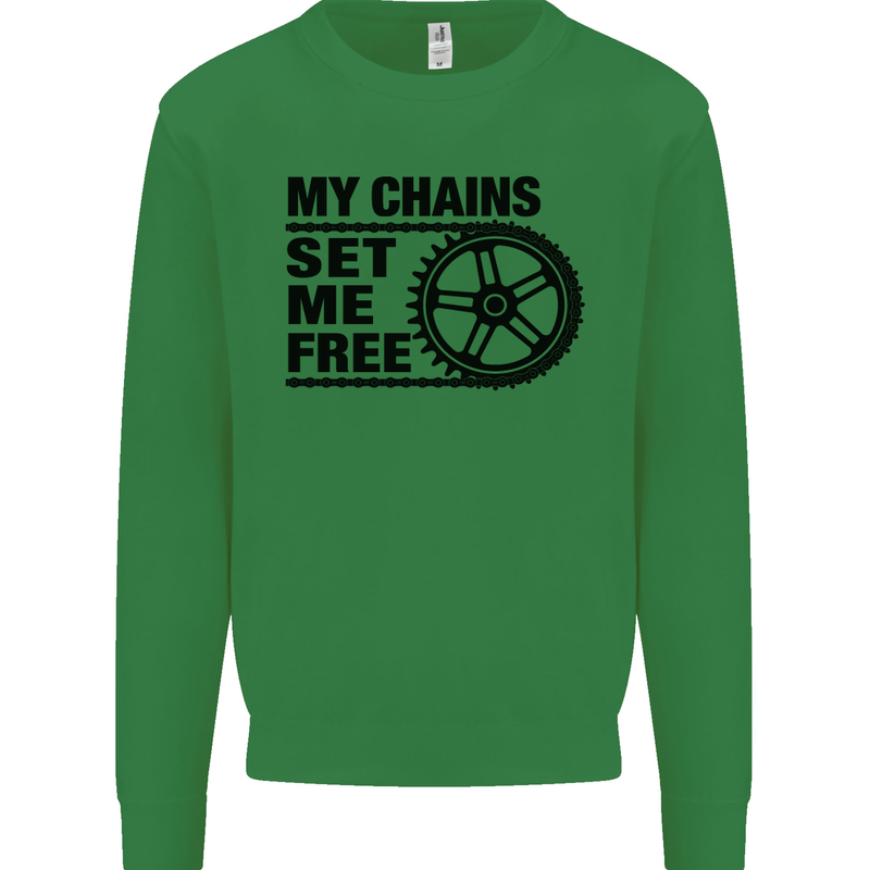 My Chains Set Me Free Cycling Cyclist Bike Kids Sweatshirt Jumper Irish Green