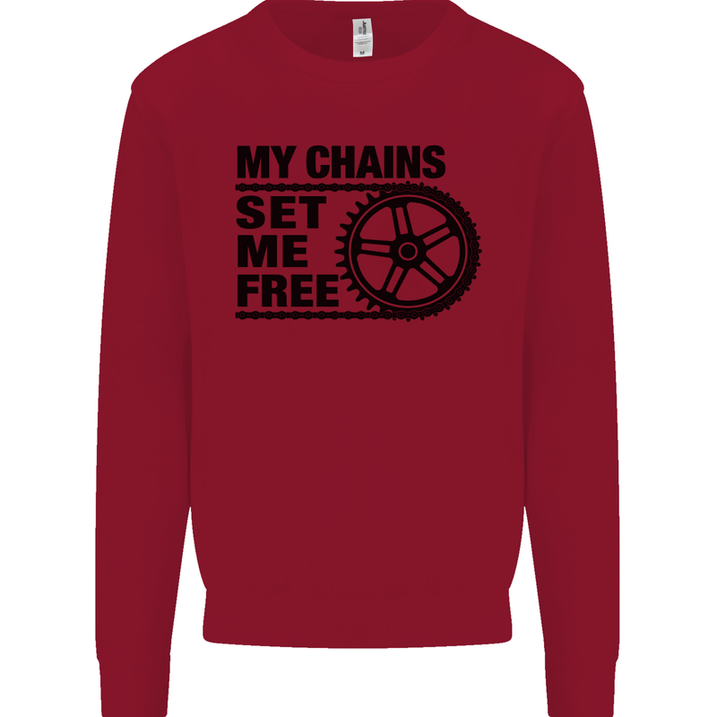My Chains Set Me Free Cycling Cyclist Bike Kids Sweatshirt Jumper Red